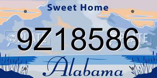 9Z18586 Alabama License Plate