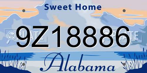 9Z18886 Alabama License Plate