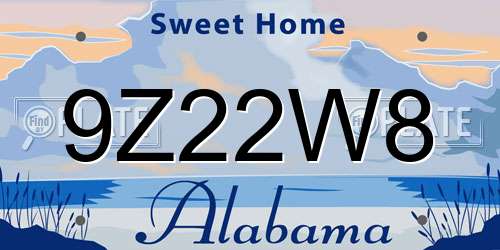 9Z22W8 Alabama License Plate