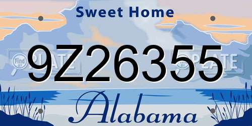 9Z26355 Alabama License Plate