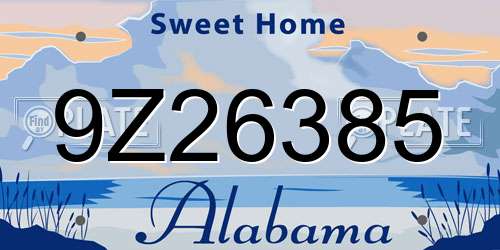 9Z26385 Alabama License Plate