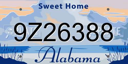 9Z26388 Alabama License Plate