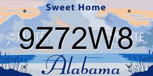 9Z72W8 Alabama License Plate
