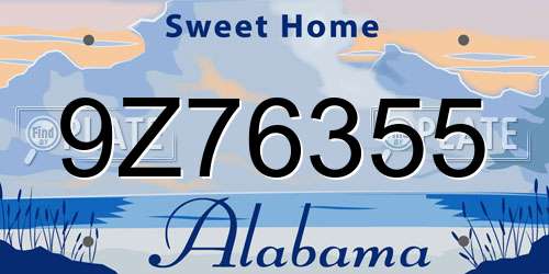 9Z76355 Alabama License Plate