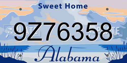 9Z76358 Alabama License Plate