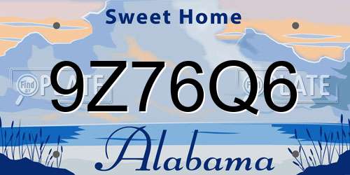 9Z76Q6 Alabama License Plate