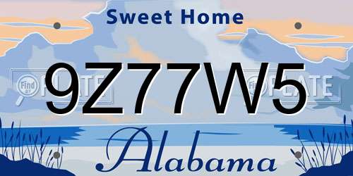 9Z77W5 Alabama License Plate