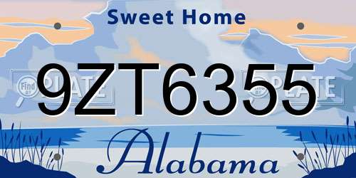 9ZT6355 Alabama License Plate