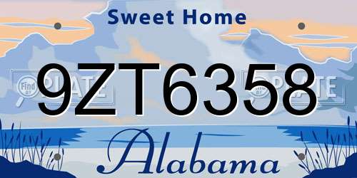 9ZT6358 Alabama License Plate