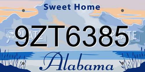 9ZT6385 Alabama License Plate