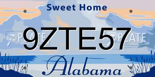 9ZTE57 Alabama License Plate