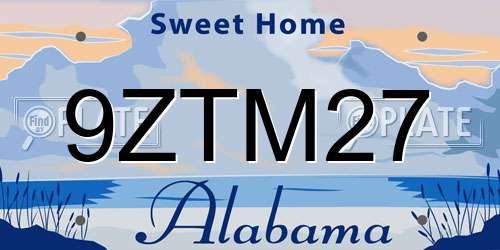 9ZTM27 Alabama License Plate