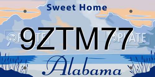 9ZTM77 Alabama License Plate