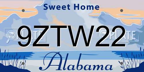 9ZTW22 Alabama License Plate