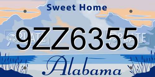 9ZZ6355 Alabama License Plate