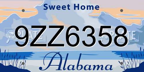 9ZZ6358 Alabama License Plate