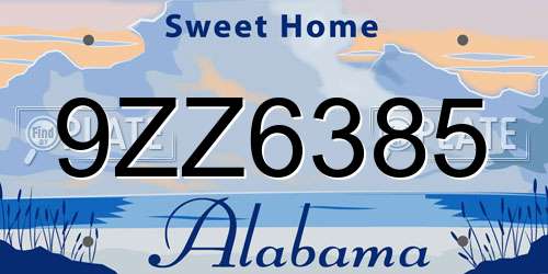 9ZZ6385 Alabama License Plate
