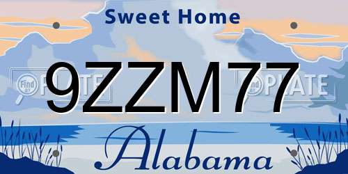 9ZZM77 Alabama License Plate