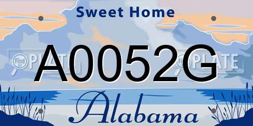 A0052G Alabama License Plate