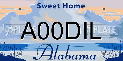 A00DIL Alabama License Plate