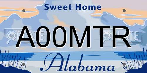 A00MTR Alabama License Plate