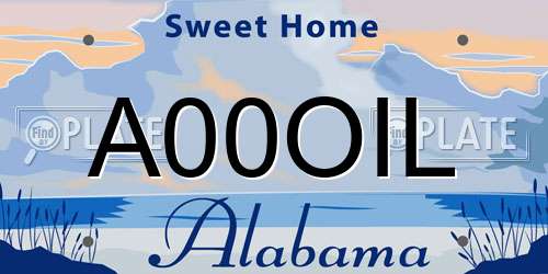 A00OIL Alabama License Plate