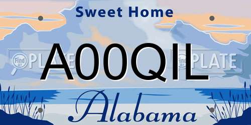 A00QIL Alabama License Plate