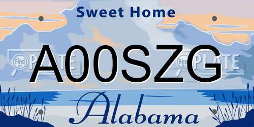 A00SZG Alabama License Plate