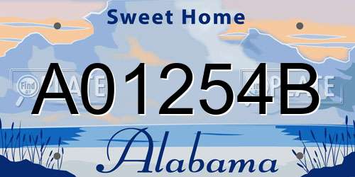 A01254B Alabama License Plate