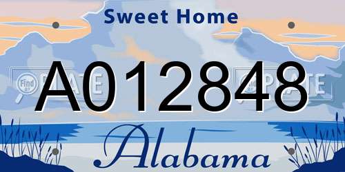 A012848 Alabama License Plate