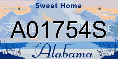 A01754S Alabama License Plate