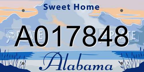 A017848 Alabama License Plate