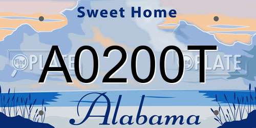 A0200T Alabama License Plate