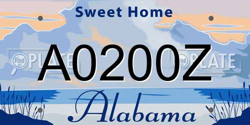 A0200Z Alabama License Plate