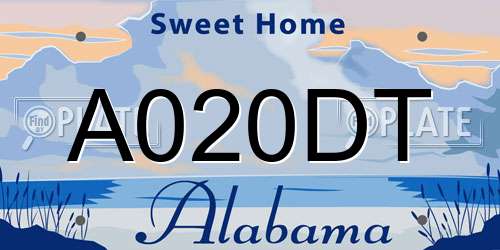 A020DT Alabama License Plate