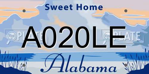 A020LE Alabama License Plate