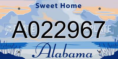 A022967 Alabama License Plate