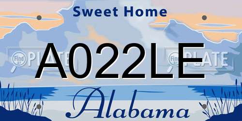 A022LE Alabama License Plate