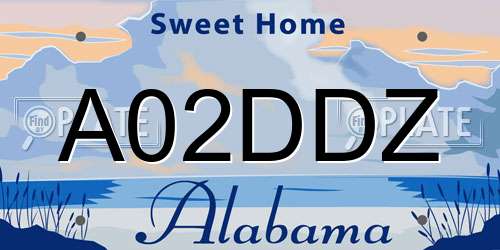 A02DDZ Alabama License Plate