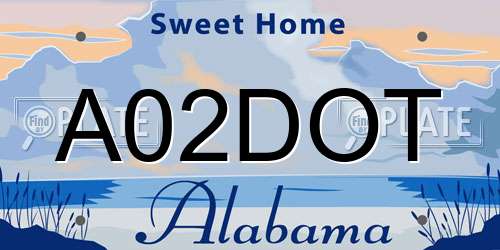 A02DOT Alabama License Plate
