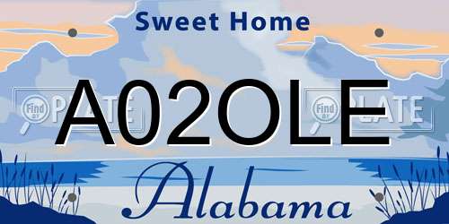 A02OLE Alabama License Plate