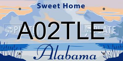 A02TLE Alabama License Plate