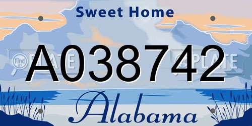 A038742 Alabama License Plate