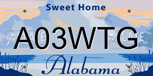 A03WTG Alabama License Plate