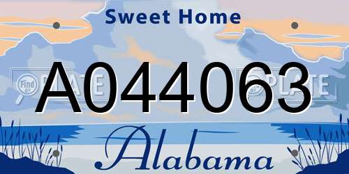 A044063 Alabama License Plate