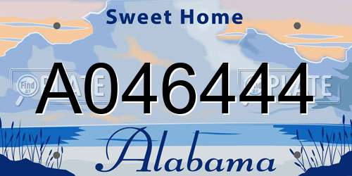 A046444 Alabama License Plate