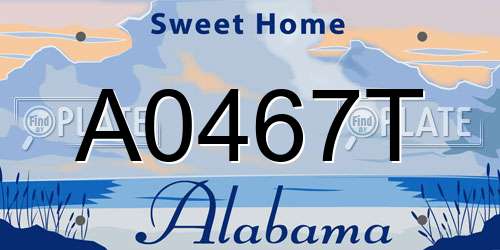 A0467T Alabama License Plate
