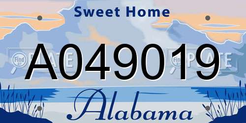 A049019 Alabama License Plate