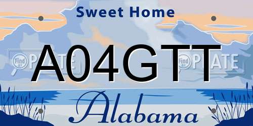 A04GTT Alabama License Plate