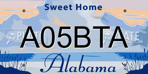A05BTA Alabama License Plate